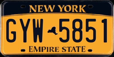 NY license plate GYW5851