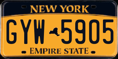 NY license plate GYW5905