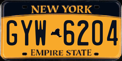 NY license plate GYW6204