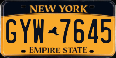 NY license plate GYW7645