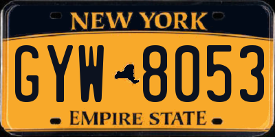 NY license plate GYW8053