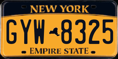NY license plate GYW8325