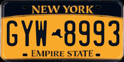 NY license plate GYW8993