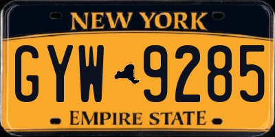 NY license plate GYW9285
