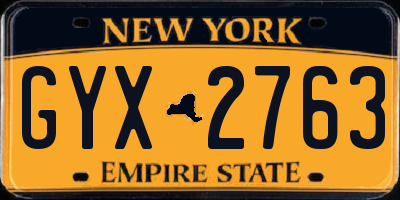 NY license plate GYX2763