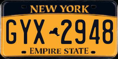 NY license plate GYX2948