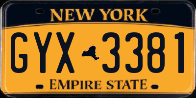 NY license plate GYX3381