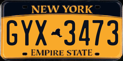 NY license plate GYX3473