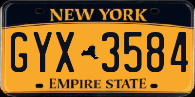 NY license plate GYX3584