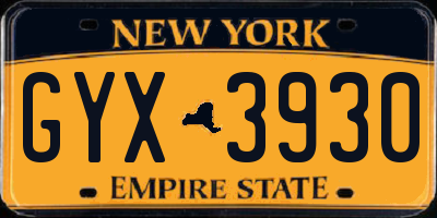 NY license plate GYX3930