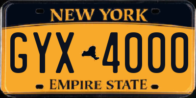NY license plate GYX4000