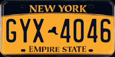 NY license plate GYX4046