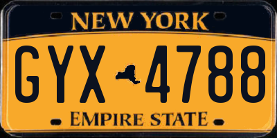NY license plate GYX4788