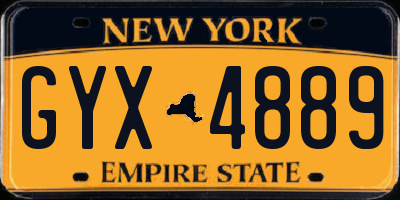 NY license plate GYX4889