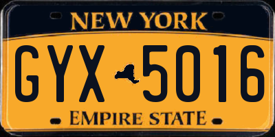 NY license plate GYX5016