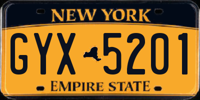 NY license plate GYX5201