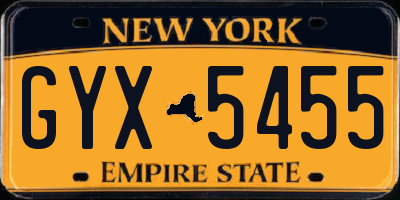 NY license plate GYX5455