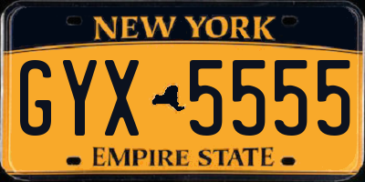 NY license plate GYX5555