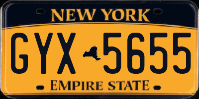 NY license plate GYX5655
