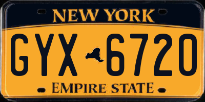 NY license plate GYX6720