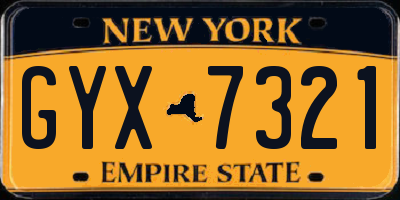 NY license plate GYX7321