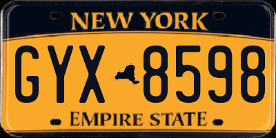 NY license plate GYX8598