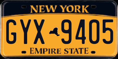 NY license plate GYX9405
