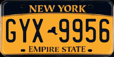 NY license plate GYX9956