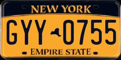 NY license plate GYY0755