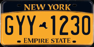 NY license plate GYY1230