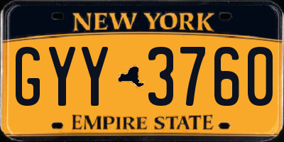 NY license plate GYY3760