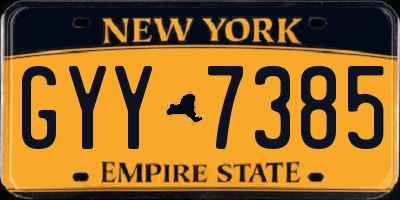 NY license plate GYY7385