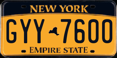 NY license plate GYY7600