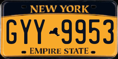 NY license plate GYY9953