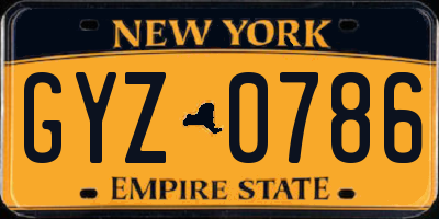 NY license plate GYZ0786