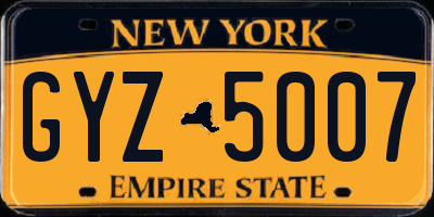 NY license plate GYZ5007