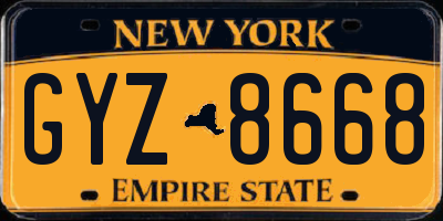 NY license plate GYZ8668