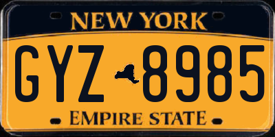NY license plate GYZ8985