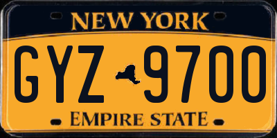 NY license plate GYZ9700
