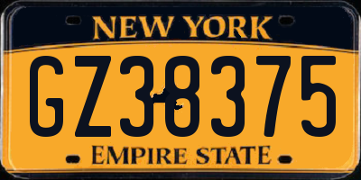 NY license plate GZ38375