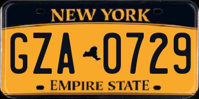 NY license plate GZA0729
