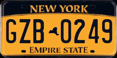 NY license plate GZB0249