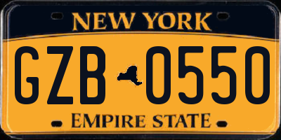 NY license plate GZB0550