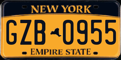 NY license plate GZB0955