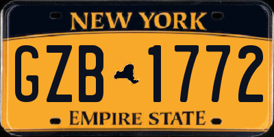NY license plate GZB1772