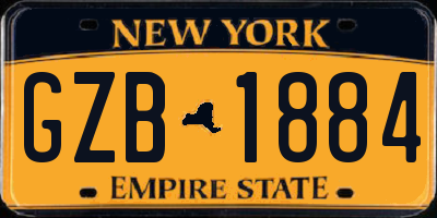 NY license plate GZB1884