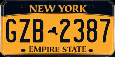 NY license plate GZB2387