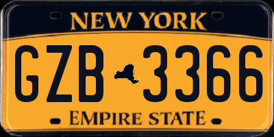 NY license plate GZB3366