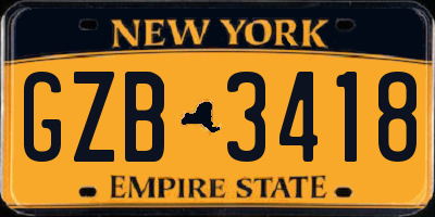 NY license plate GZB3418