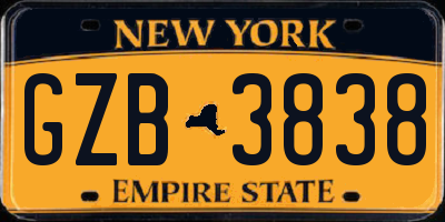 NY license plate GZB3838